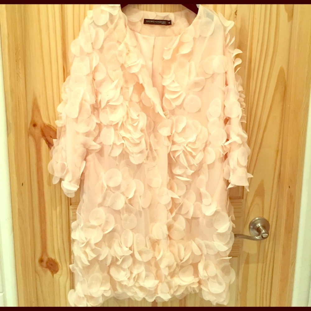 Embellished Duster with Petals - Blush Pink Size marked Medium fits like a Small